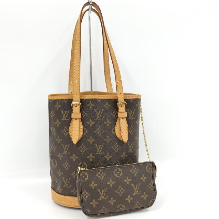 Louis Vuitton Bucket PM Tote Bag With Pouch Monogram Brown  M42238