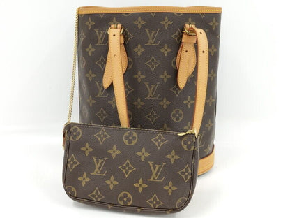 Louis Vuitton Bucket PM Tote Bag With Pouch Monogram Brown  M42238