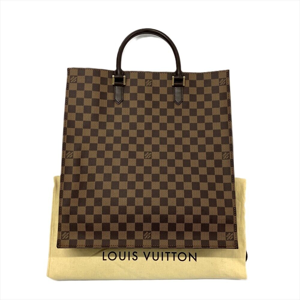 Louis Vuitton Sac Plat Tote Bag Damier Ebene Dark Brown N51140