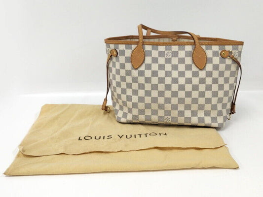 Louis Vuitton Neverfull PM Tote Bag Damier Azur N51110 Good Condition