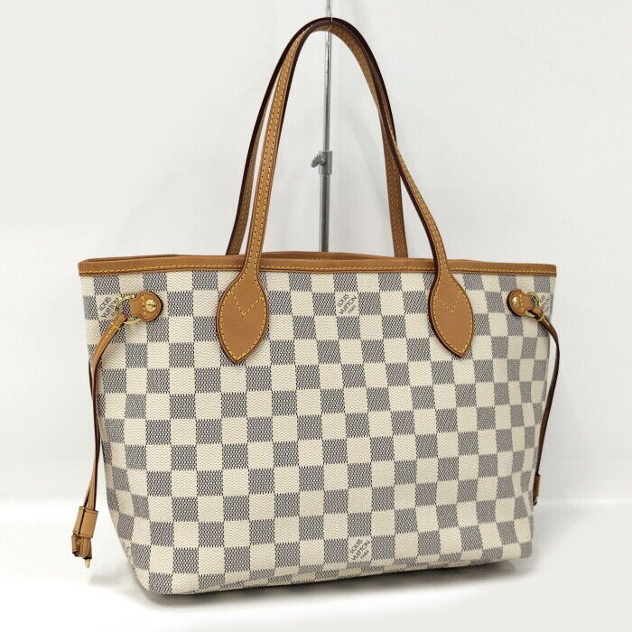 Louis Vuitton Neverfull PM Tote Bag Damier Azur N51110 Good Condition