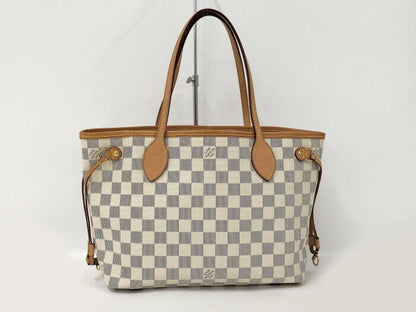 Louis Vuitton Neverfull PM Tote Bag Damier Azur N51110 Good Condition