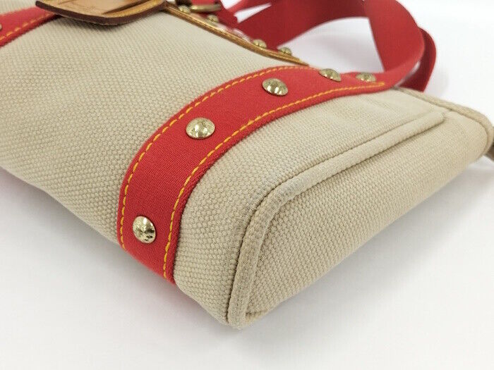 Louis Vuitton Antigua Cabas PM Tote Bag Canvas Beige Red M40038