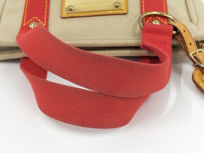 Louis Vuitton Antigua Cabas PM Tote Bag Canvas Beige Red M40038