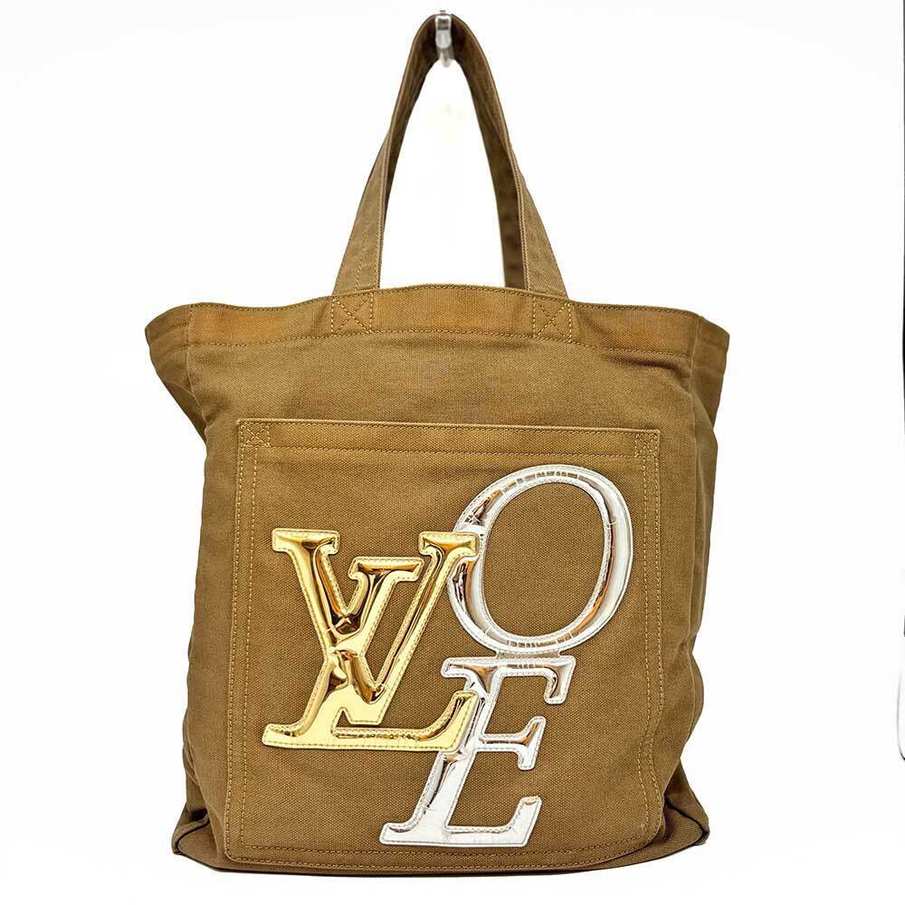 Louis Vuitton Thats Love Tote Bag Camel Canvas Gold Silver M95466