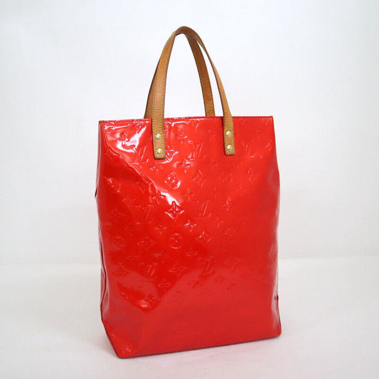 Louis Vuitton Tote Bag Lead MM Vernis Rouge M91086 Monogram Open Closure