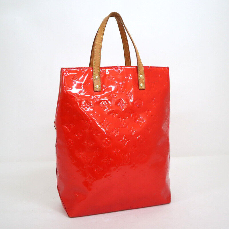 Louis Vuitton Tote Bag Lead MM Vernis Rouge M91086 Monogram Open Closure