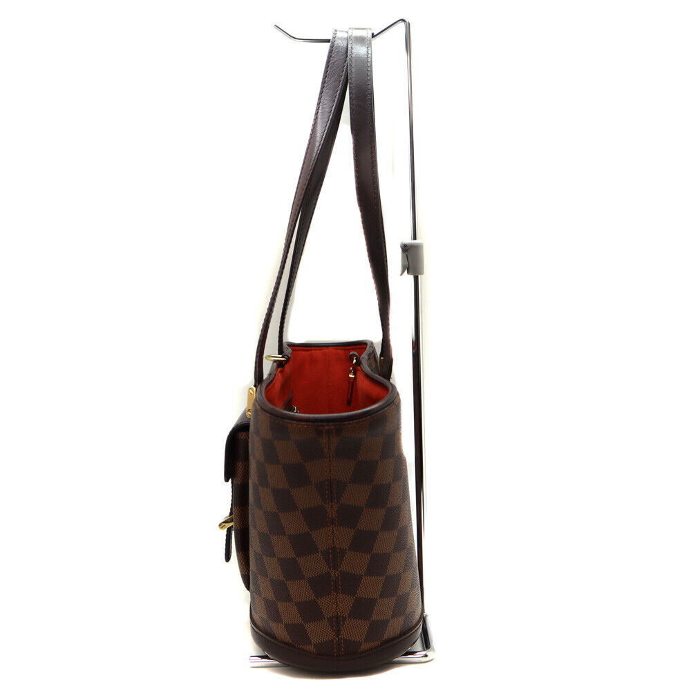 Louis Vuitton N51121 Manosque PM Bag Damier Ebene Brown Hook Closure