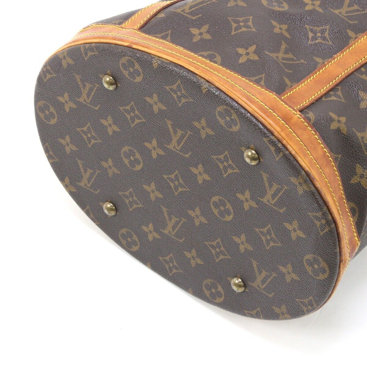 Louis Vuitton Monogram Bucket 27 Tote Bag M42236 With Pouch Brown