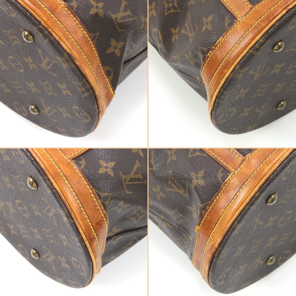 Louis Vuitton Monogram Bucket 27 Tote Bag M42236 With Pouch Brown