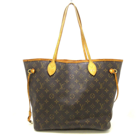 Louis Vuitton Neverfull MM Tote Bag Initial Engraved Monogram Canvas Brown