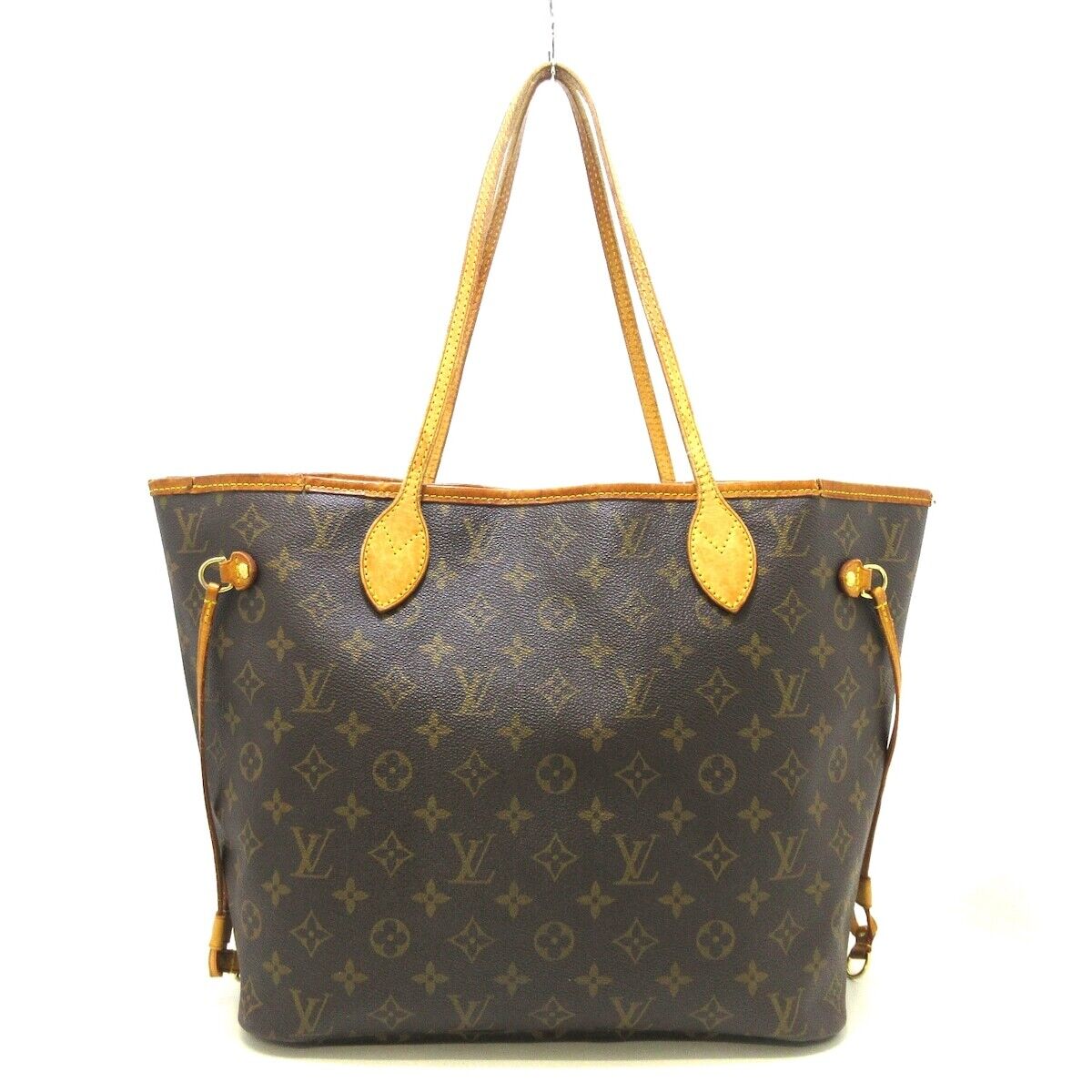 Louis Vuitton Neverfull MM Tote Bag Initial Engraved Monogram Canvas Brown