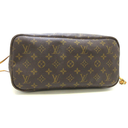 Louis Vuitton Neverfull MM Tote Bag Initial Engraved Monogram Canvas Brown