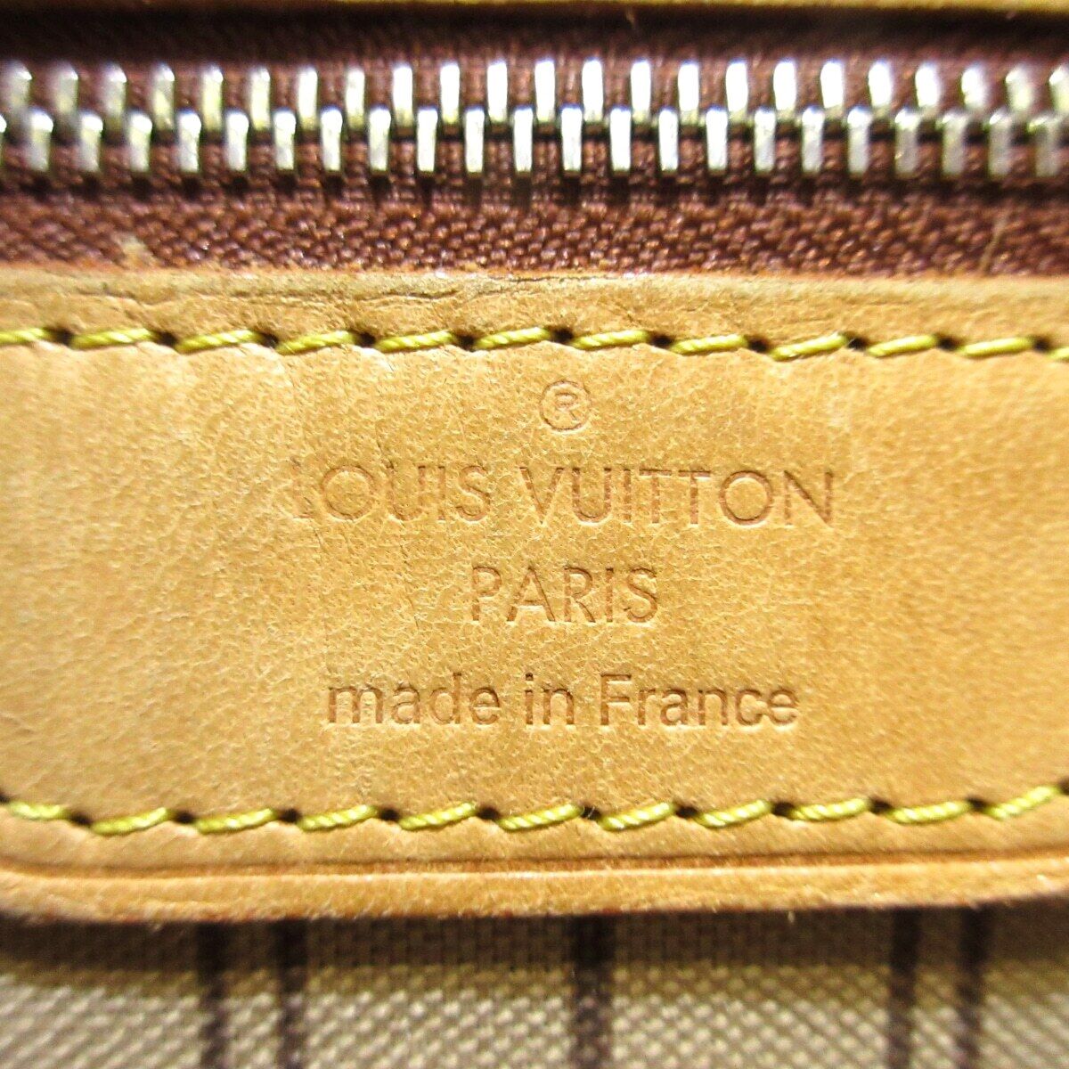 Louis Vuitton Neverfull MM Tote Bag Initial Engraved Monogram Canvas Brown