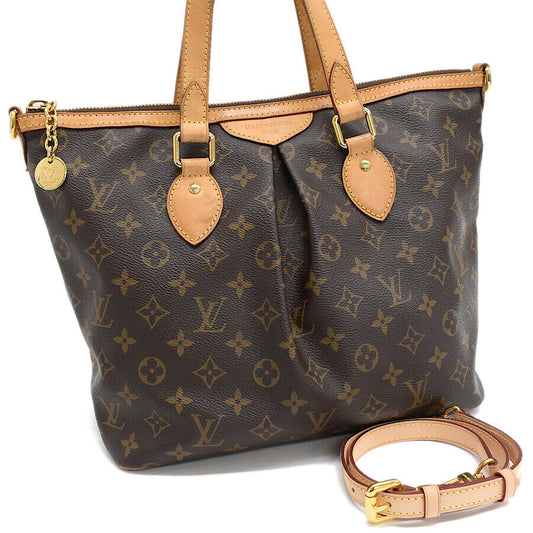 Louis Vuitton Palermo PM Shoulder Bag M40145 Monogram Canvas Leather Brown 2way