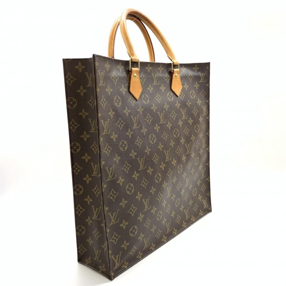 Louis Vuitton M51140 Sac Plat Monogram Tote Bag Handbag Brown