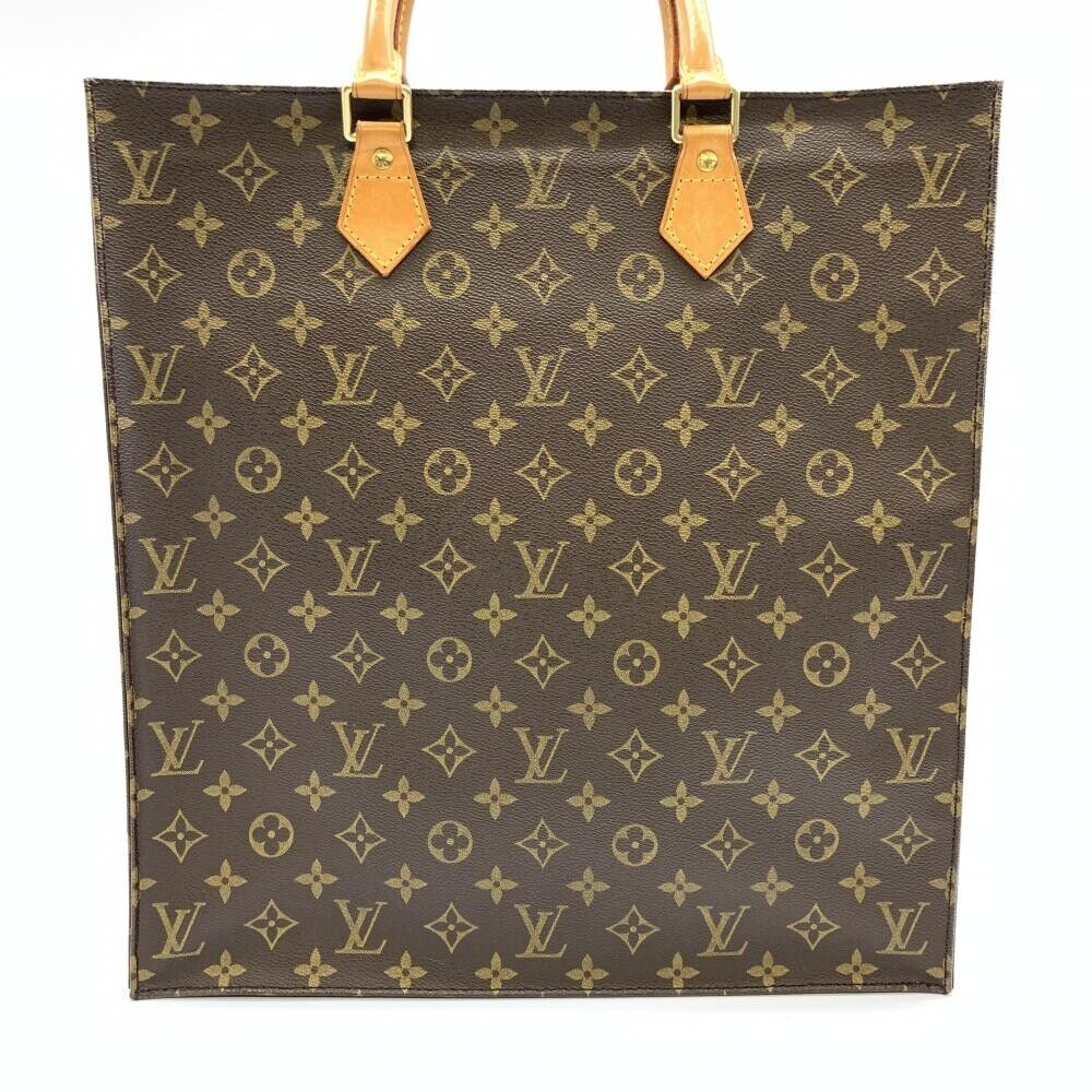 Louis Vuitton M51140 Sac Plat Monogram Tote Bag Handbag Brown