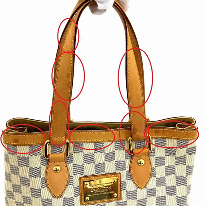 Louis Vuitton Hampstead PM N51207 Monogram Handbag Tote Bag White Damier Azur