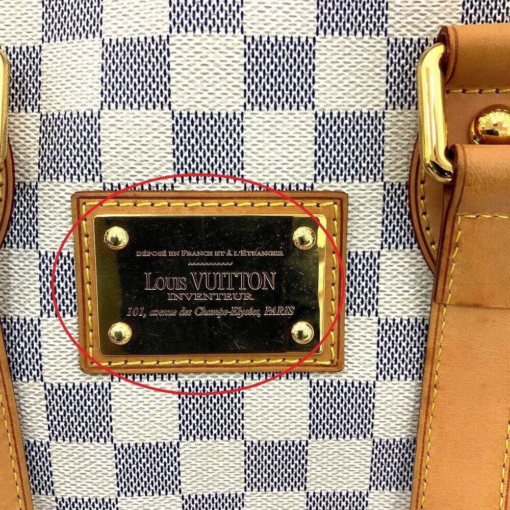 Louis Vuitton Hampstead PM N51207 Monogram Handbag Tote Bag White Damier Azur