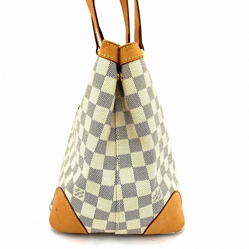 Louis Vuitton Hampstead PM N51207 Monogram Handbag Tote Bag White Damier Azur