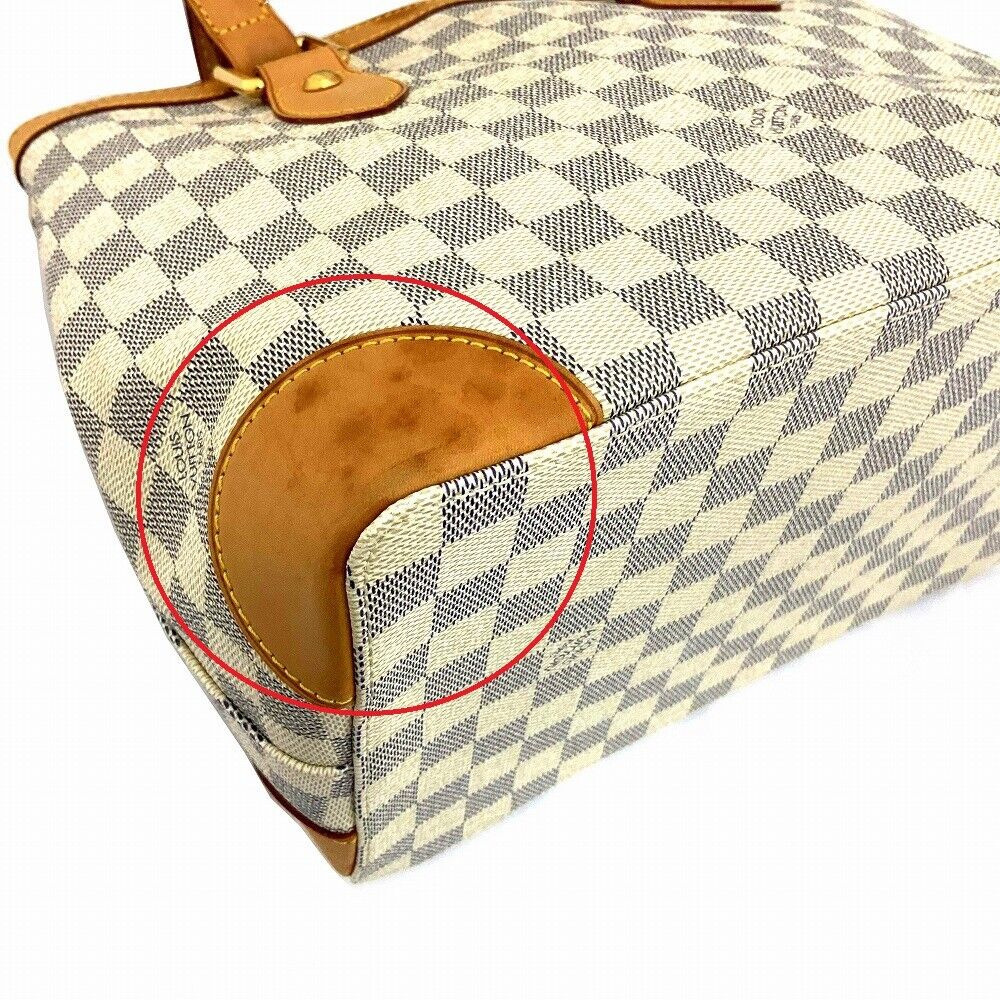 Louis Vuitton Hampstead PM N51207 Monogram Handbag Tote Bag White Damier Azur