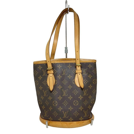 Louis Vuitton M42238 Petit Bucket PM Handbag Bag Brown Monogram