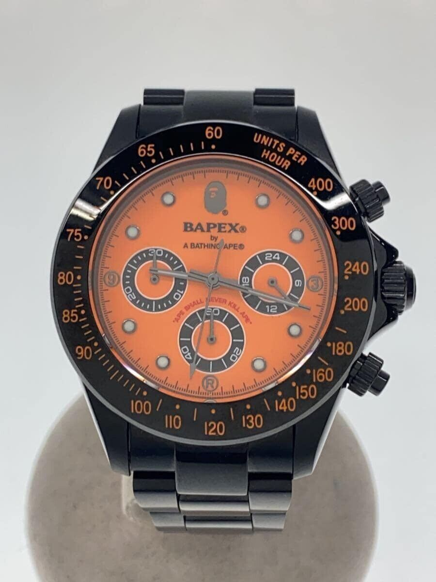 A Bathing Ape Quartz Watch Analog Stainless Steel BAPEX T003 Orange Black