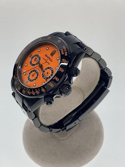 A Bathing Ape Quartz Watch Analog Stainless Steel BAPEX T003 Orange Black