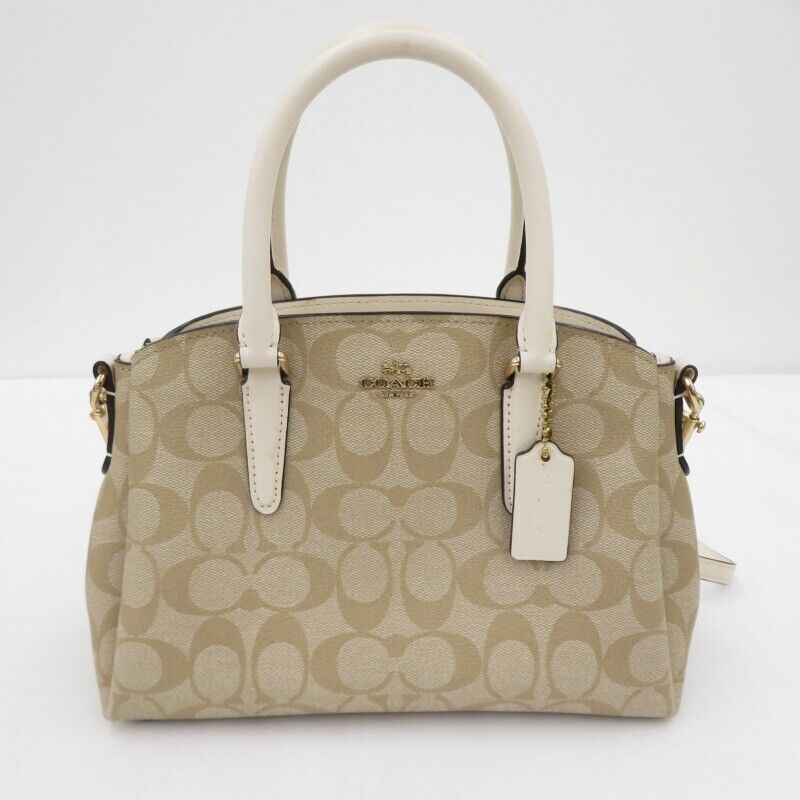 Coach Signature 2Way Mini Sage Carryall Handbag F29434 Beige Seto