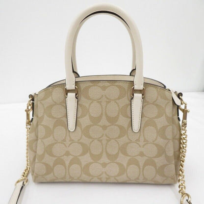 Coach Signature 2Way Mini Sage Carryall Handbag F29434 Beige Seto