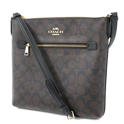 Coach Signature Leather Shoulder Bag Brown F122