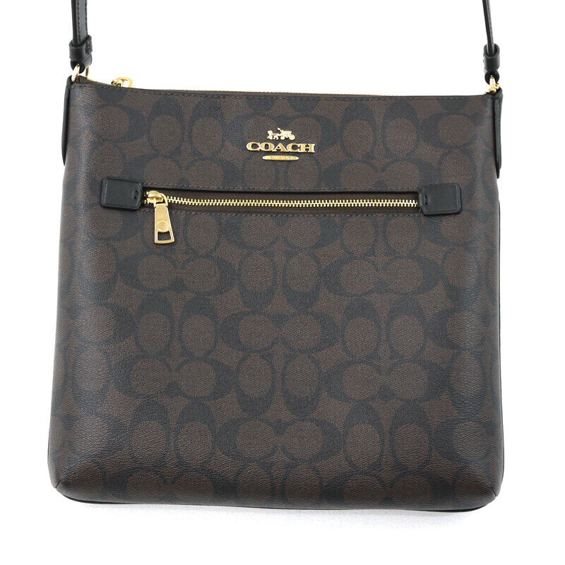 Coach Signature Leather Shoulder Bag Brown F122