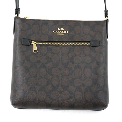 Coach Signature Leather Shoulder Bag Brown F122