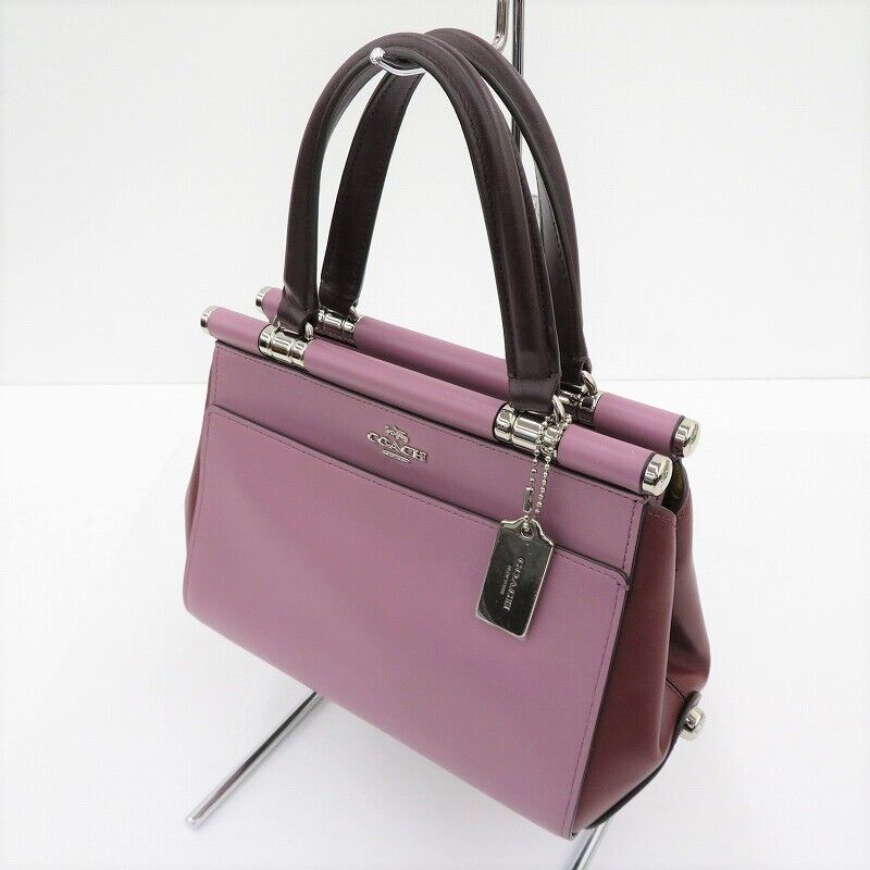 Coach Color Block Grace Hand Bag 31919 2Way Shoulder Purple F122 18.5x21.7x8.3