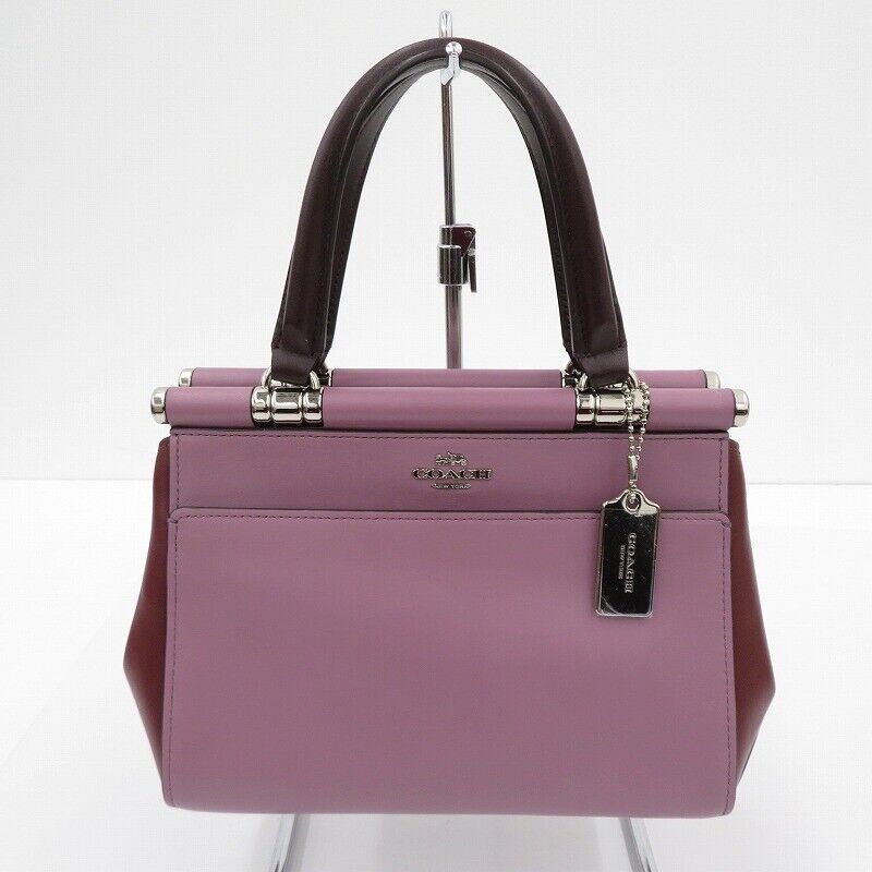 Coach Color Block Grace Hand Bag 31919 2Way Shoulder Purple F122 18.5x21.7x8.3