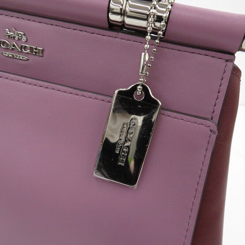 Coach Color Block Grace Hand Bag 31919 2Way Shoulder Purple F122 18.5x21.7x8.3