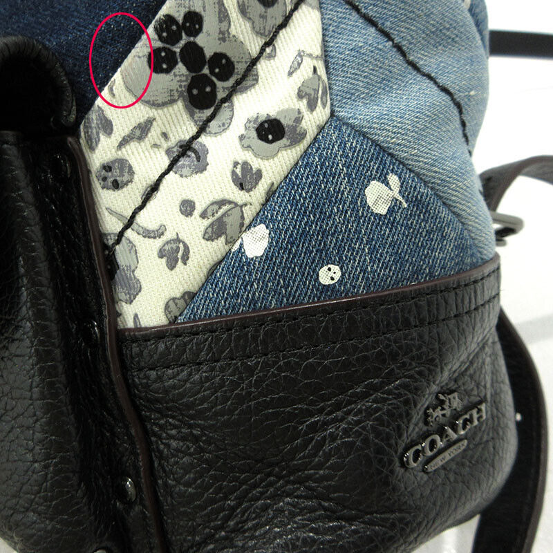 Coach Patchwork Mini Backpack 37743 Black Blue F122 23x20x8cm