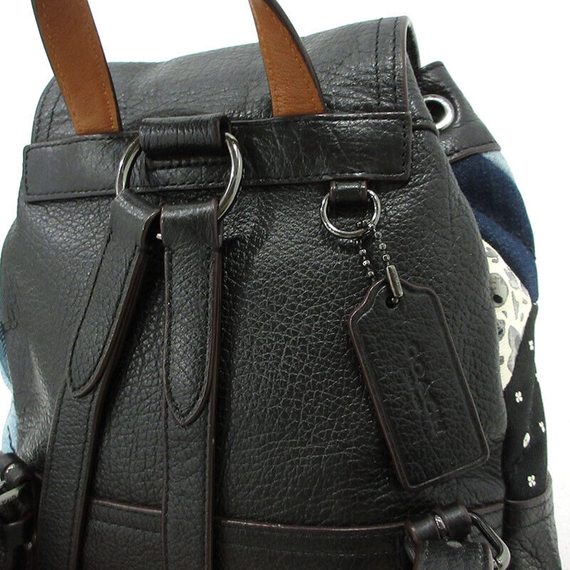 Coach Patchwork Mini Backpack 37743 Black Blue F122 23x20x8cm