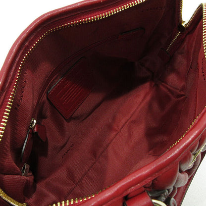 Coach Small Satchel Gathered Quilted 2Way Handbag Shoulder Bag 33550 Red F122