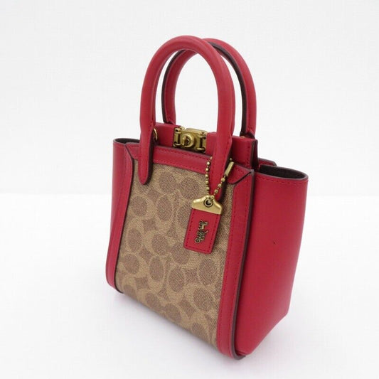 Coach Troupe Tote 16 2Way Handbag Shoulder Bag 84228 Red Brown F122