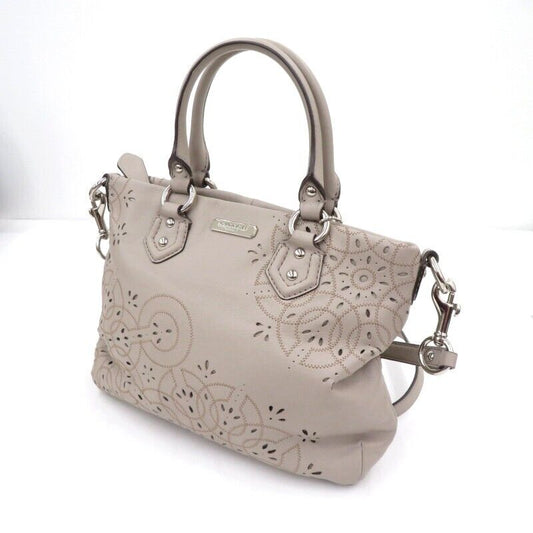 Coach Op Art Flower Punching 2Way Bag C1382-F22486 Gray Seto