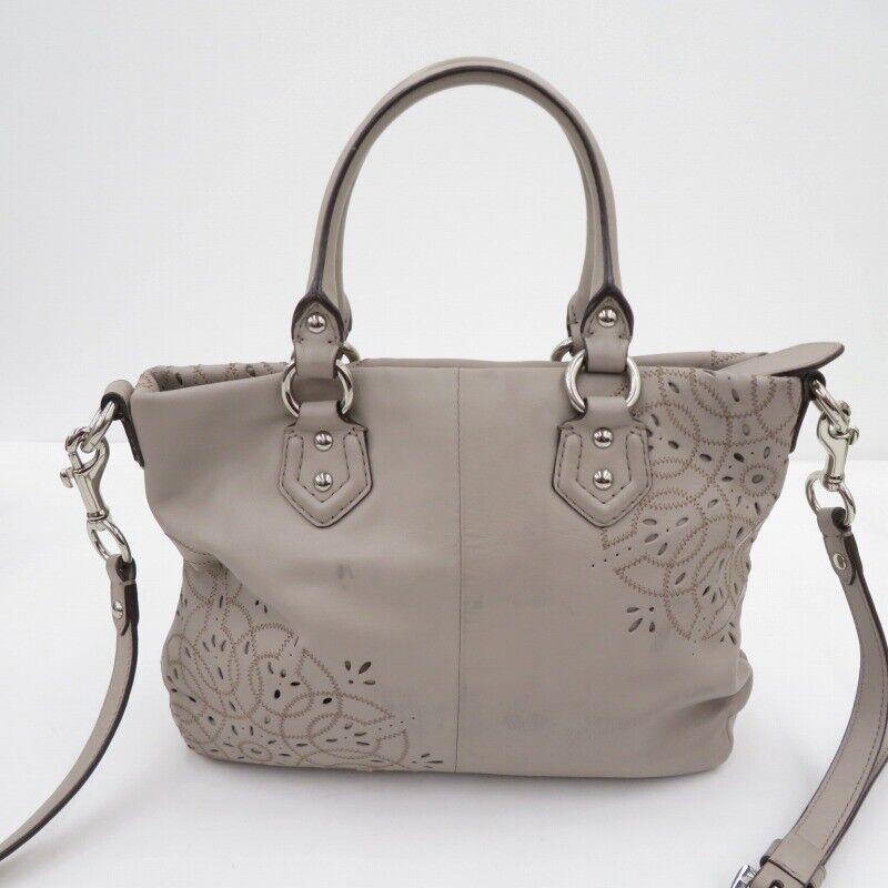 Coach Op Art Flower Punching 2Way Bag C1382-F22486 Gray Seto