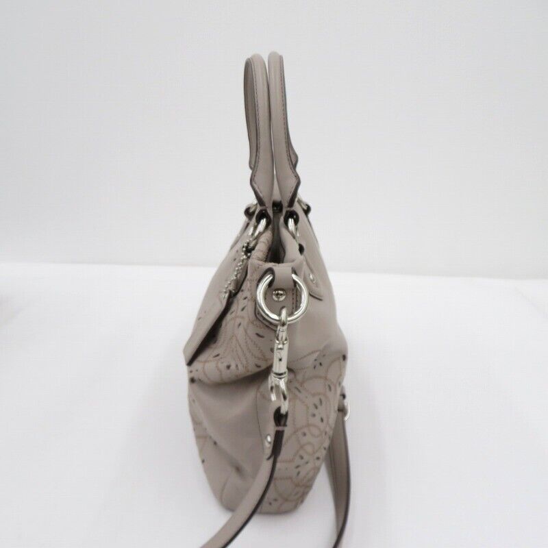 Coach Op Art Flower Punching 2Way Bag C1382-F22486 Gray Seto