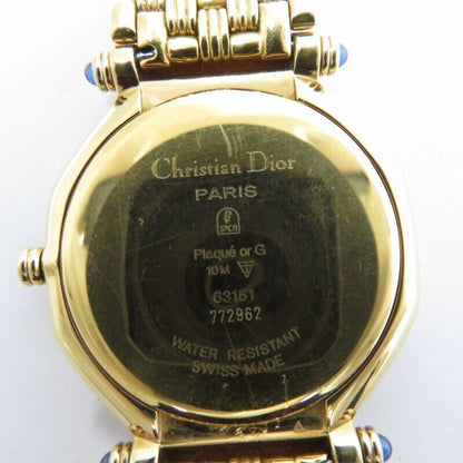 Christian Dior Cut Glass Octagon Analog Watch 64151 Gold F131