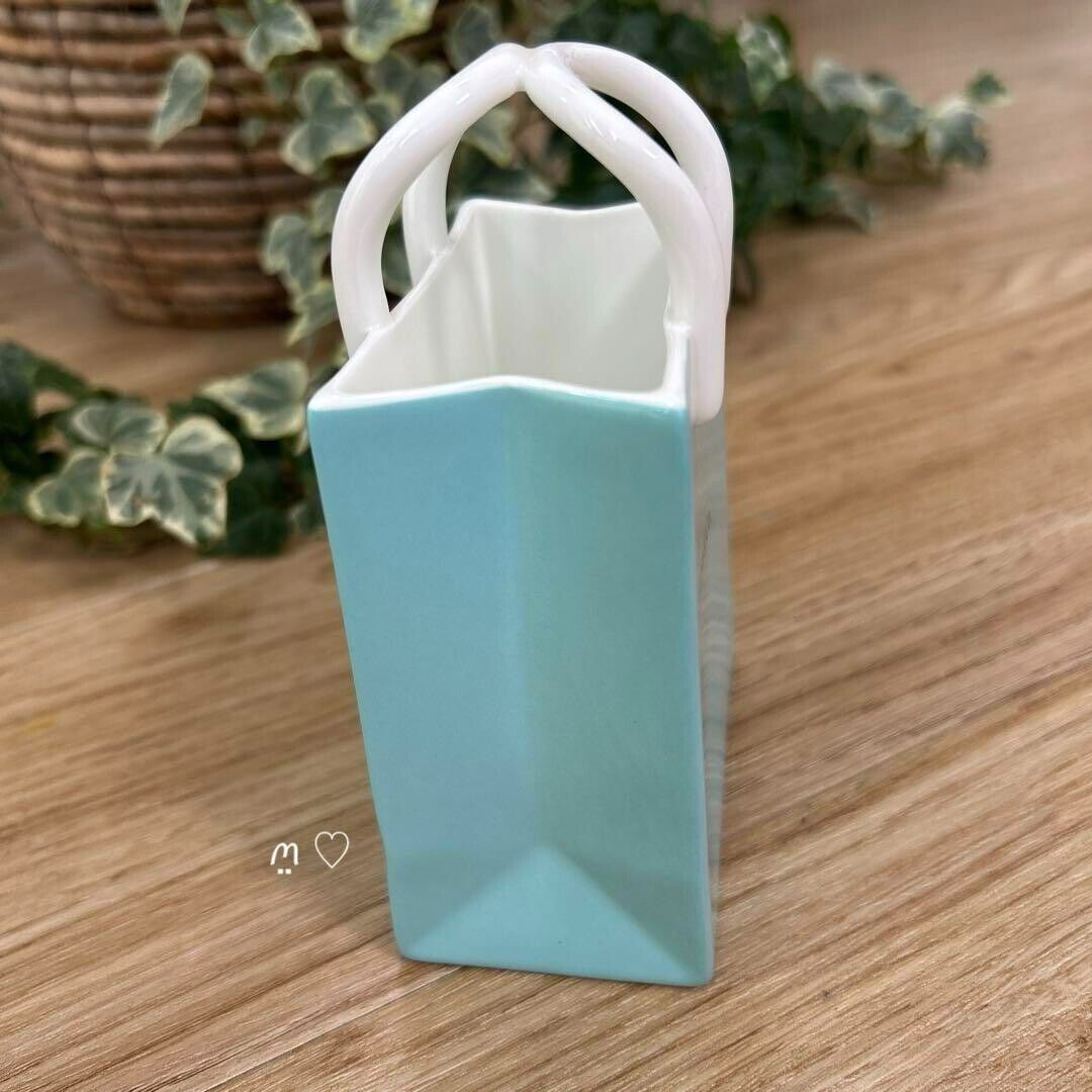 Tiffany Ceramic Interior Ornament Shopper Shopping Bag Blue Flower Vase