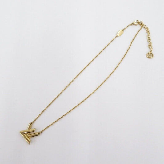 Louis Vuitton GO 14 Necklace M01729 Gold Logo Unisex Good Condition