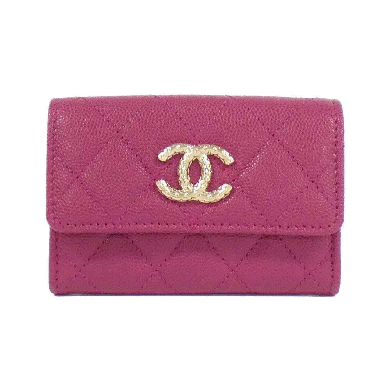 Chanel AP4093 Card Case Wallet Dark Pink Coco Mark Women Near Mint