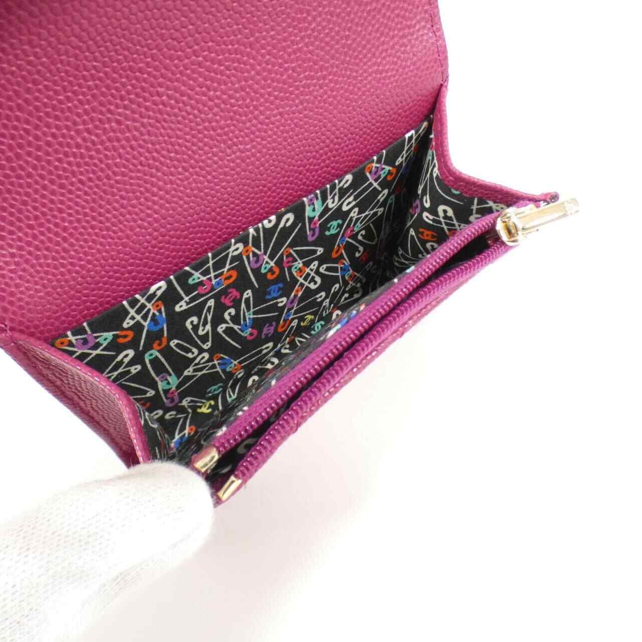 Chanel AP4093 Card Case Wallet Dark Pink Coco Mark Women Near Mint