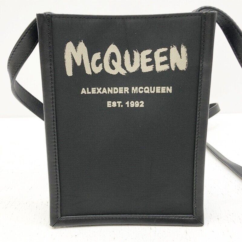 Alexander Mcqueen Shoulder Bag Black 6685921AAEZ Logo Good Condition