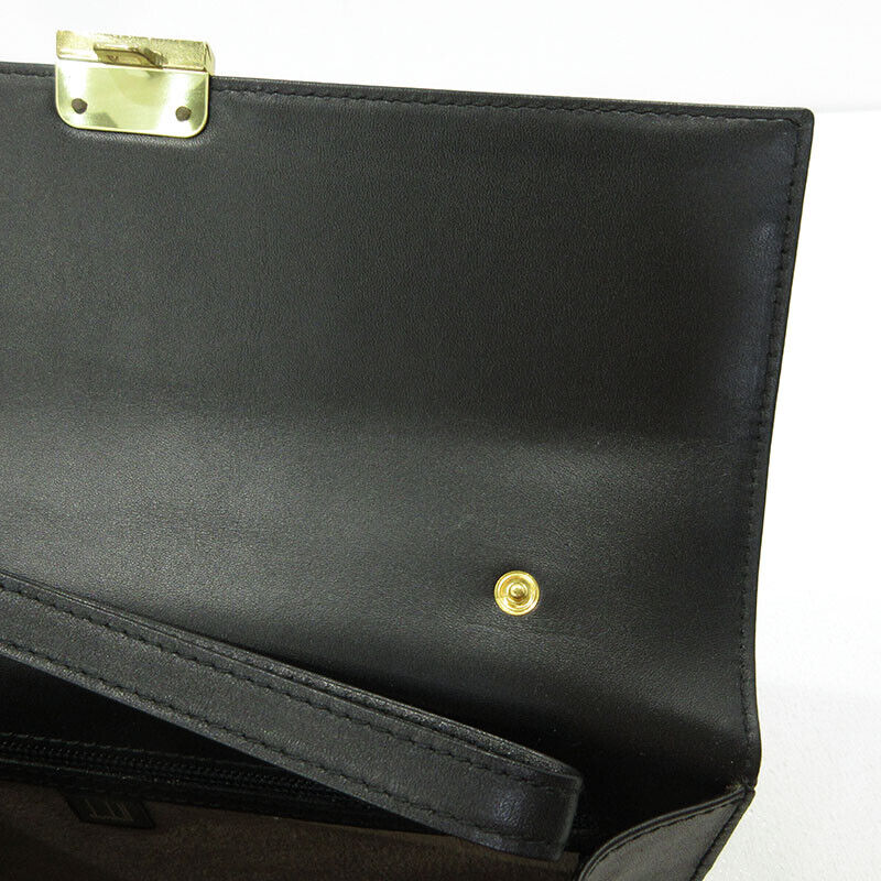 Dunhill Oxford Dial Lock Clutch Bag LG9290A Black Good Condition